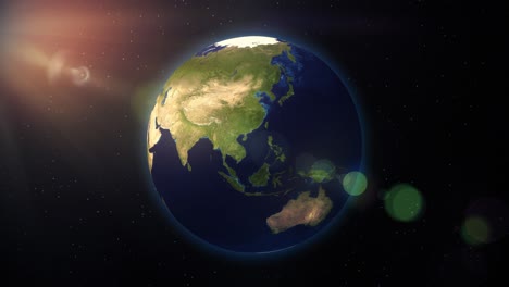 Erde-Aus-Dem-Weltraum,-Die-Sich-Dreht,-Der-Globus,-Die-Welt-Ist-Aus-Blauem-Marmor,-Satellitenkarte-4k
